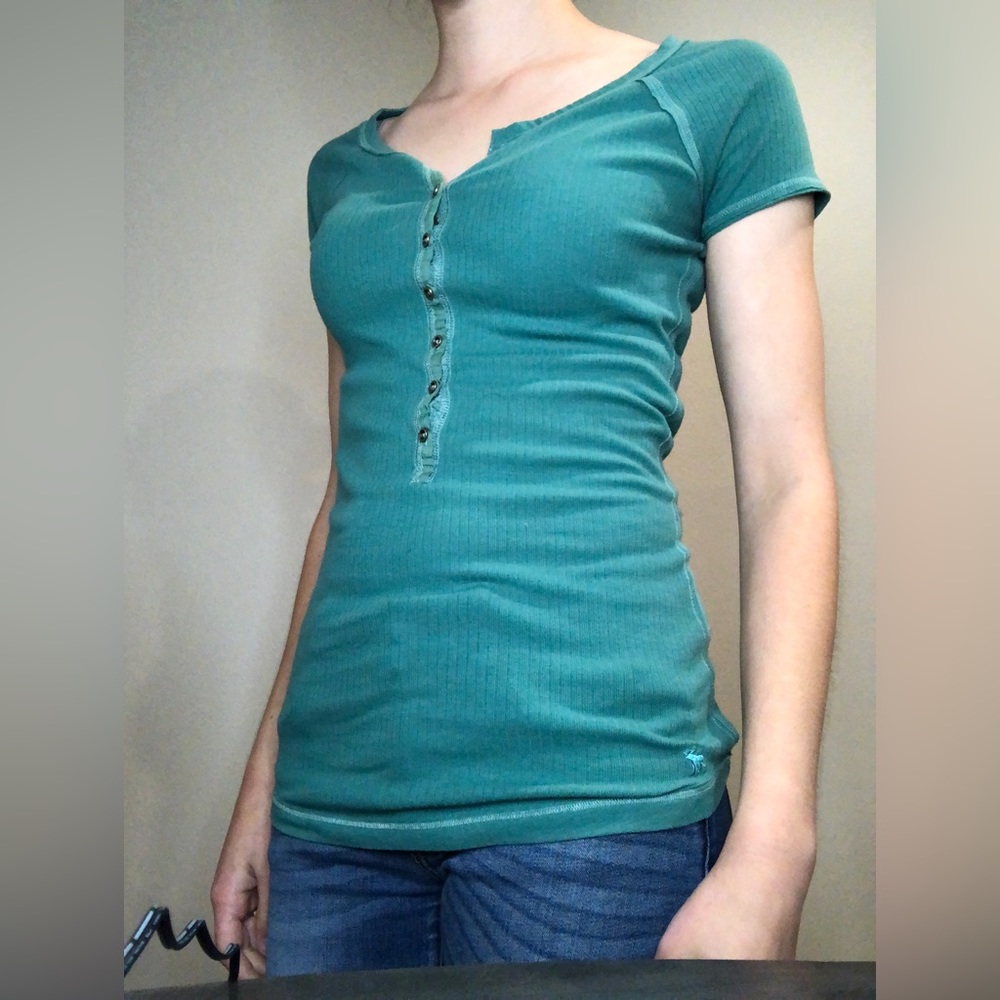 Abercrombie and fitch henley top, blue size medium